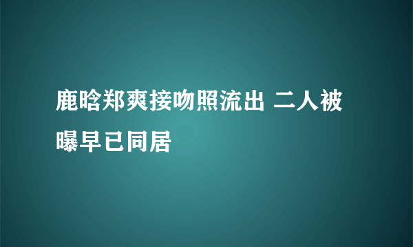 鹿晗郑爽接吻照流出 二人被曝早已同居