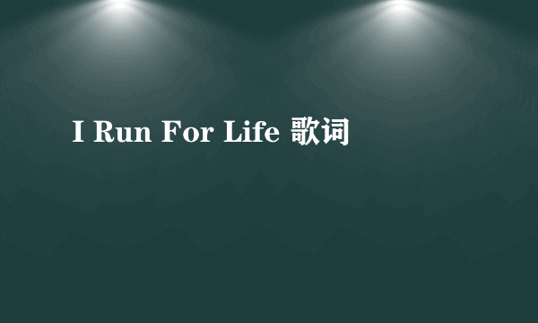 I Run For Life 歌词