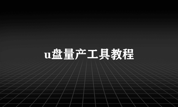 u盘量产工具教程