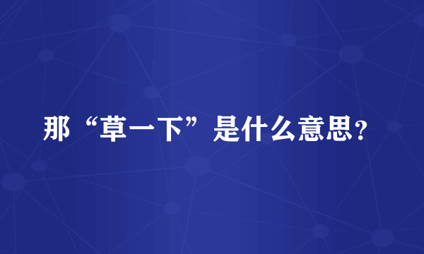 那“草一下”是什么意思？