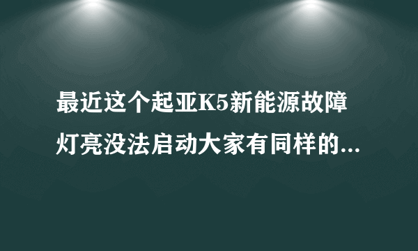 最近这个起亚K5新能源故障灯亮没法启动大家有同样的问题吗？