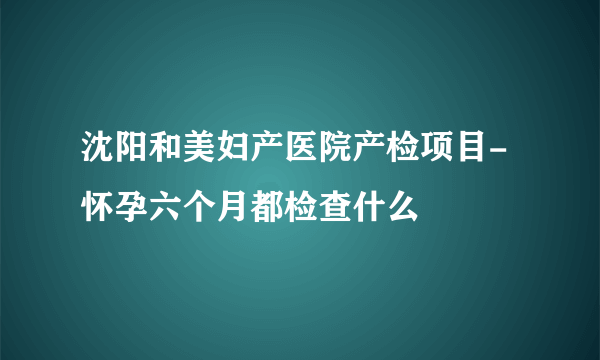 沈阳和美妇产医院产检项目-怀孕六个月都检查什么