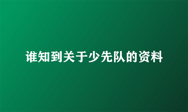 谁知到关于少先队的资料