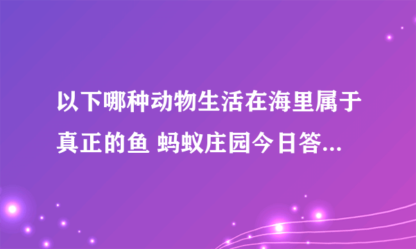 以下哪种动物生活在海里属于真正的鱼 蚂蚁庄园今日答案6月2日