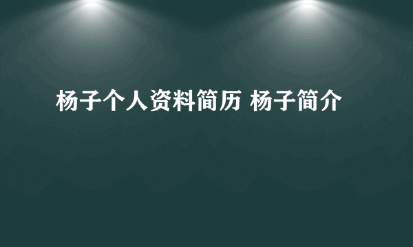 杨子个人资料简历 杨子简介