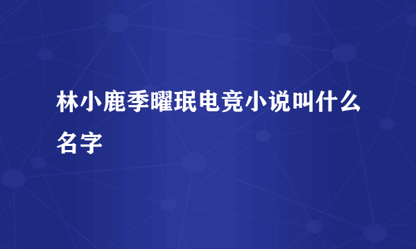 林小鹿季曜珉电竞小说叫什么名字