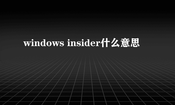 windows insider什么意思