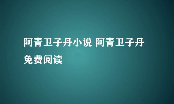 阿青卫子丹小说 阿青卫子丹免费阅读