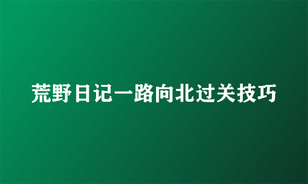 荒野日记一路向北过关技巧