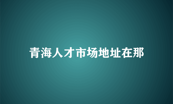 青海人才市场地址在那