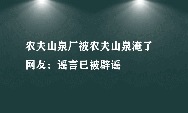 农夫山泉厂被农夫山泉淹了 网友：谣言已被辟谣