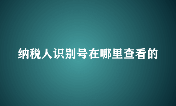 纳税人识别号在哪里查看的