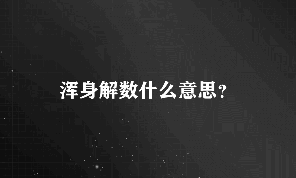 浑身解数什么意思？