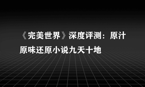 《完美世界》深度评测：原汁原味还原小说九天十地