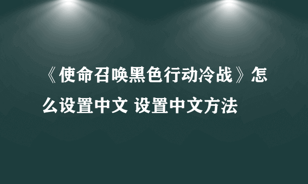 《使命召唤黑色行动冷战》怎么设置中文 设置中文方法