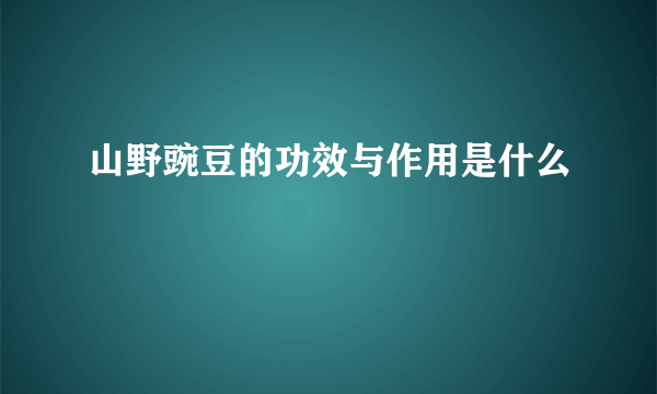 山野豌豆的功效与作用是什么