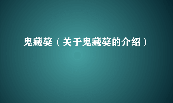 鬼藏獒（关于鬼藏獒的介绍）