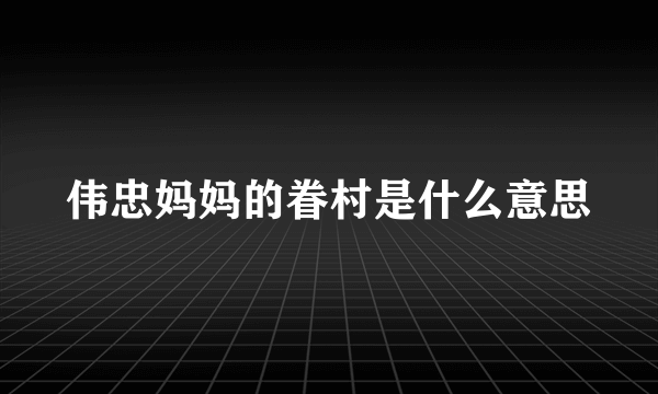 伟忠妈妈的眷村是什么意思