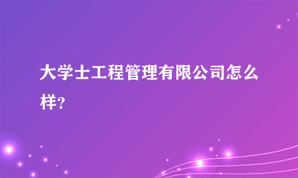 大学士工程管理有限公司怎么样？