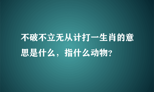 不破不立无从计打一生肖的意思是什么，指什么动物？