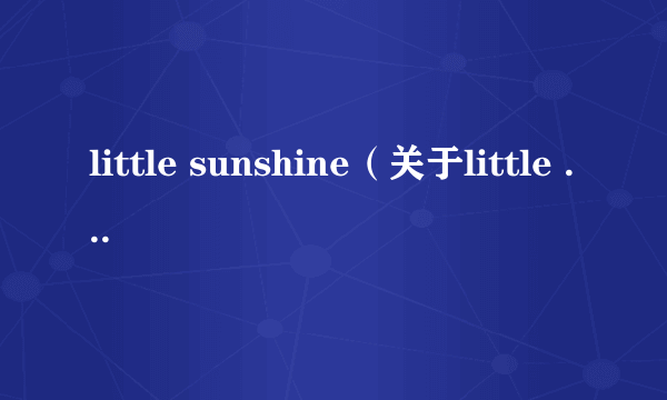 little sunshine（关于little sunshine的简介）