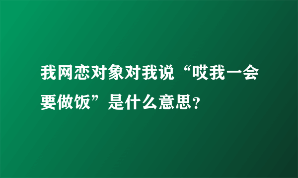 我网恋对象对我说“哎我一会要做饭”是什么意思？