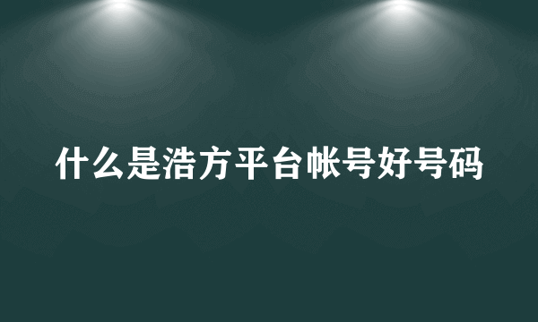 什么是浩方平台帐号好号码