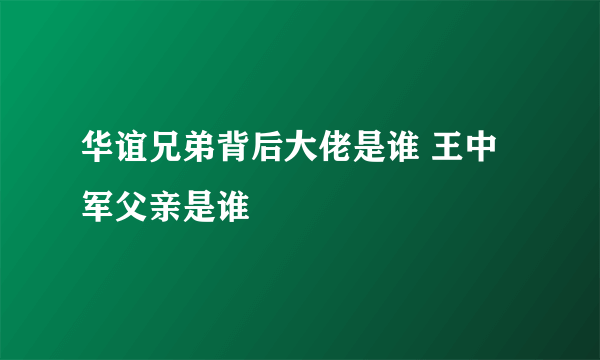 华谊兄弟背后大佬是谁 王中军父亲是谁