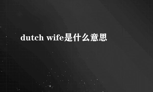 dutch wife是什么意思