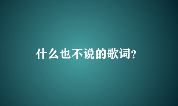 什么也不说的歌词？