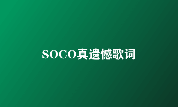 SOCO真遗憾歌词