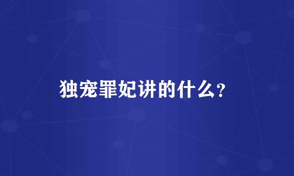 独宠罪妃讲的什么？