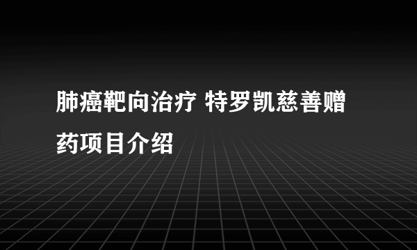 肺癌靶向治疗 特罗凯慈善赠药项目介绍