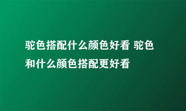 驼色搭配什么颜色好看 驼色和什么颜色搭配更好看