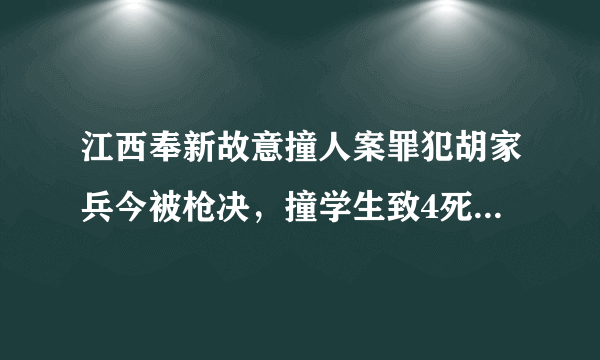 江西奉新故意撞人案罪犯胡家兵今被枪决，撞学生致4死18伤，你怎么看待整个事件的？