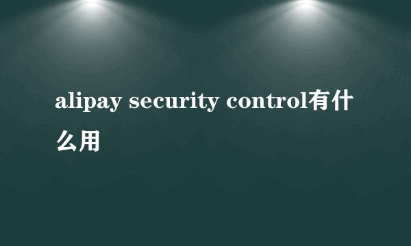 alipay security control有什么用