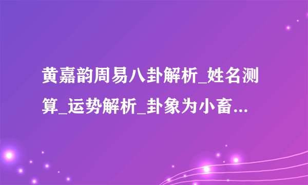 黄嘉韵周易八卦解析_姓名测算_运势解析_卦象为小畜-飞外网