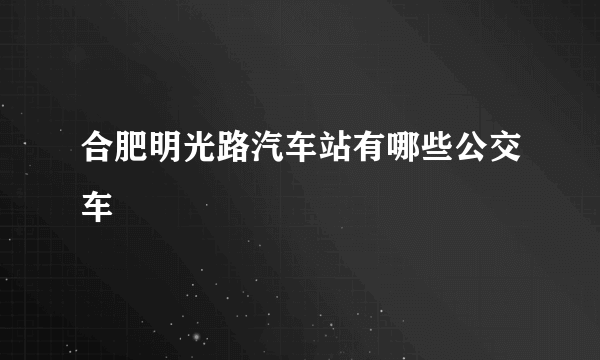 合肥明光路汽车站有哪些公交车