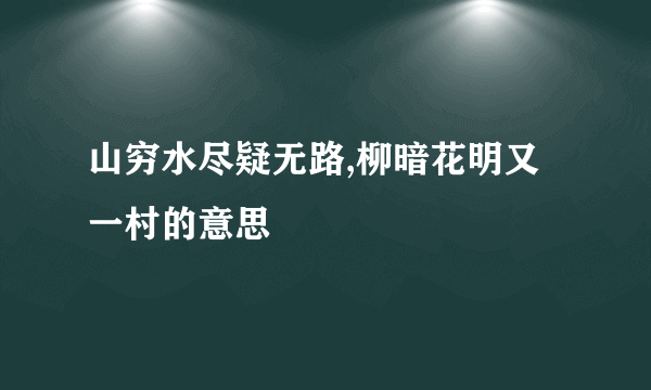 山穷水尽疑无路,柳暗花明又一村的意思