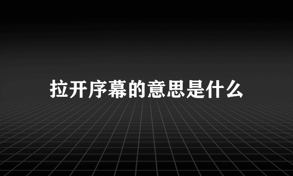 拉开序幕的意思是什么