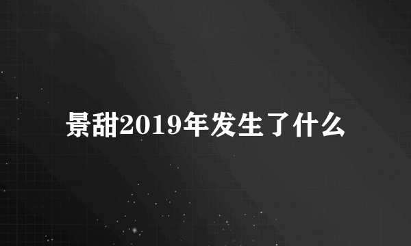 景甜2019年发生了什么