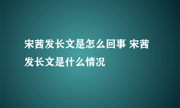 宋茜发长文是怎么回事 宋茜发长文是什么情况