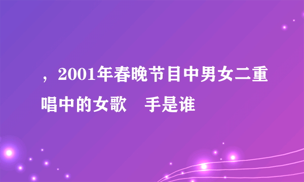 ，2001年春晚节目中男女二重唱中的女歌　手是谁