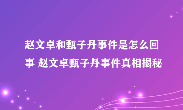 赵文卓和甄子丹事件是怎么回事 赵文卓甄子丹事件真相揭秘