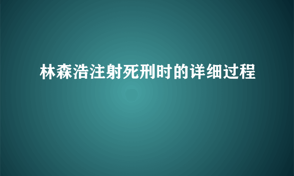 林森浩注射死刑时的详细过程