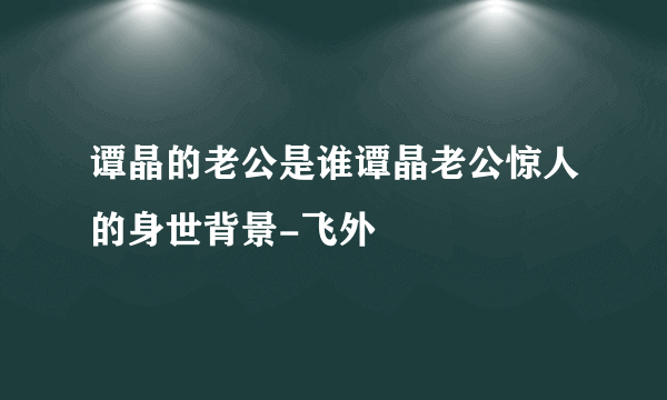 谭晶的老公是谁谭晶老公惊人的身世背景-飞外