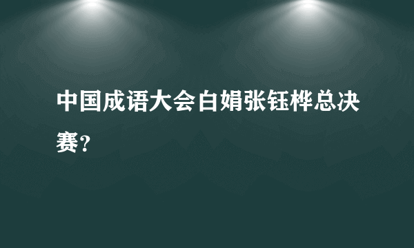 中国成语大会白娟张钰桦总决赛？