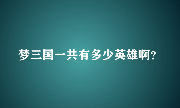 梦三国一共有多少英雄啊？