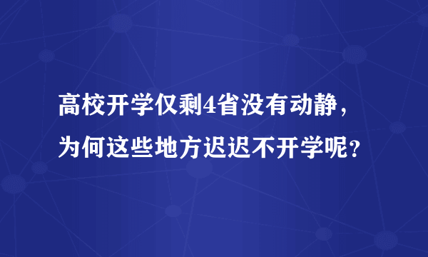 高校开学仅剩4省没有动静，为何这些地方迟迟不开学呢？