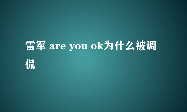 雷军 are you ok为什么被调侃